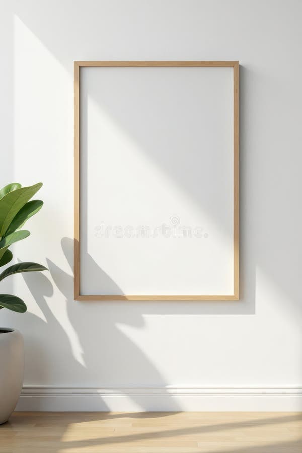 Cadru alb alb din lemn pe perete alb Design interior minimalist design curat cadru interior design vector illustration