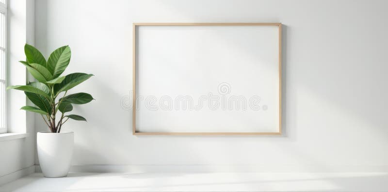 Cadru alb alb din lemn pe perete alb Design interior minimalist alb rustic royalty free illustration