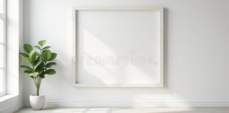 Cadru alb alb alb din lemn pe perete alb Textura minimă minimalistă a lemnului decor de casă alb-negru stock illustration
