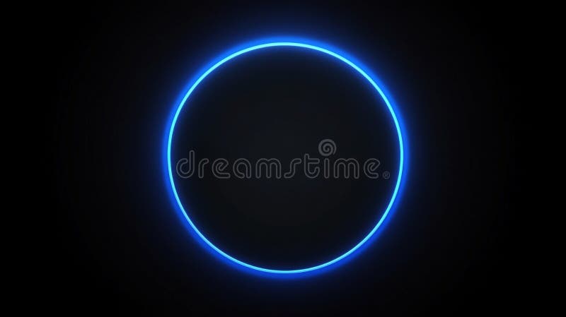 Cadru circular albastru strălucitor neon pe un element de design al tehnologiei abstracte de fond închis royalty free illustration