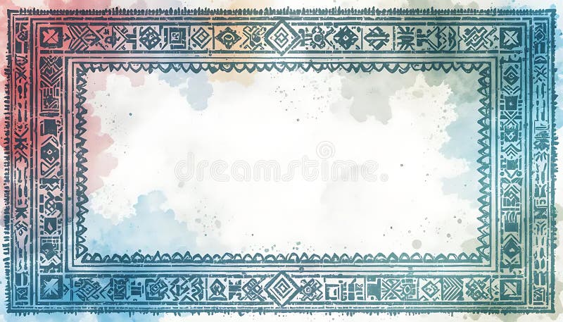 Cadru de acuarelă abstract cu model etnic pentru desene și modele creative royalty free illustration