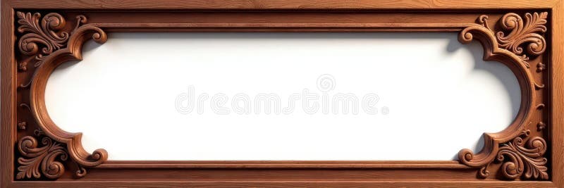 Cadru de lemn sculptat integrat, izolat în detaliu pe cadru natural alb royalty free illustration