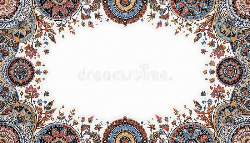 Cadru floral decorativ cu elemente Mandala și design ornamental Detalii royalty free illustration