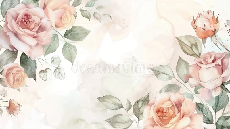 Cadru floral delicat cu trandafiri pastel și peonies pentru invitații elegante de ziua de naștere royalty free stock photography