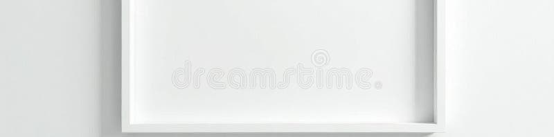 Cadru foto alb din lemn gol împotriva peretelui alb Perfect pentru design de mockups agățat royalty free illustration