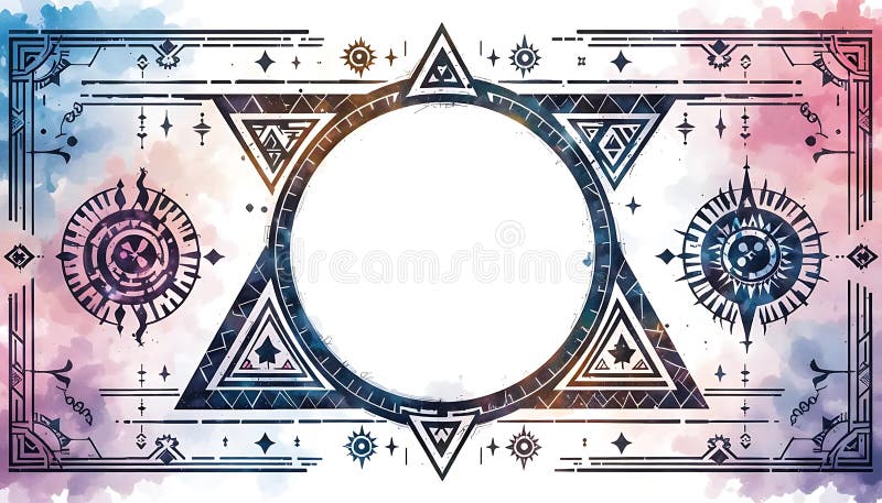 Cadru Mandala geometric cu textură acuarelă și spațiu pentru text vector illustration