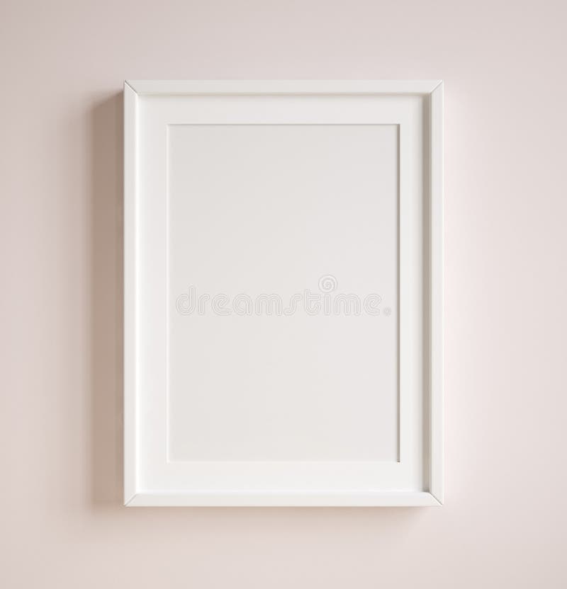 Cadru pentru afișaj machetă, închis pe perete, colorat pastel roz stock illustration