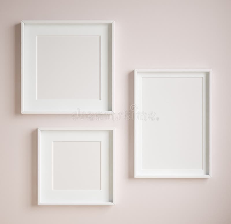 Cadru pentru afișaj machetă, închis pe perete, colorat pastel roz royalty free illustration