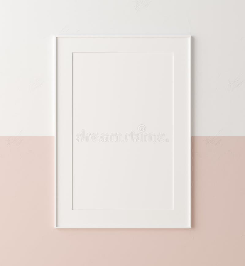 Cadru pentru afișaj Mockup aproape pe perete, vopsit în alb și colorant roz pastel royalty free illustration