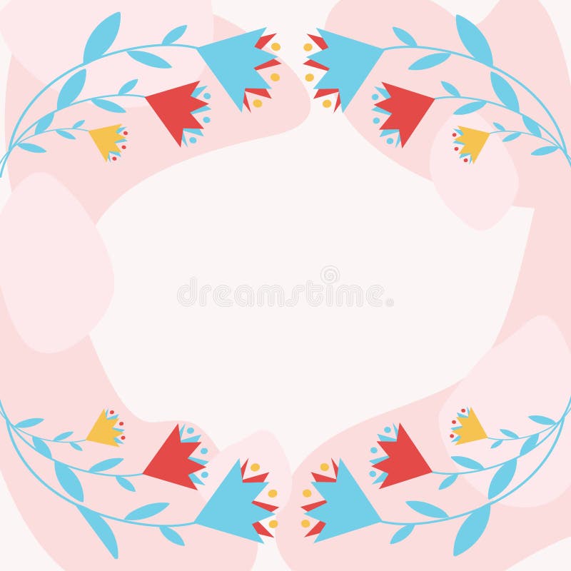 Cadru text înconjurat de flori asortate, inimă și frunze. cadru pentru scrierea cu diverse cotidiene royalty free illustration