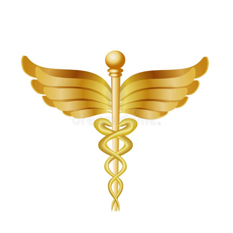 Caduceus Medical Symbol Isolated in Gold Color Stock Illustration ...