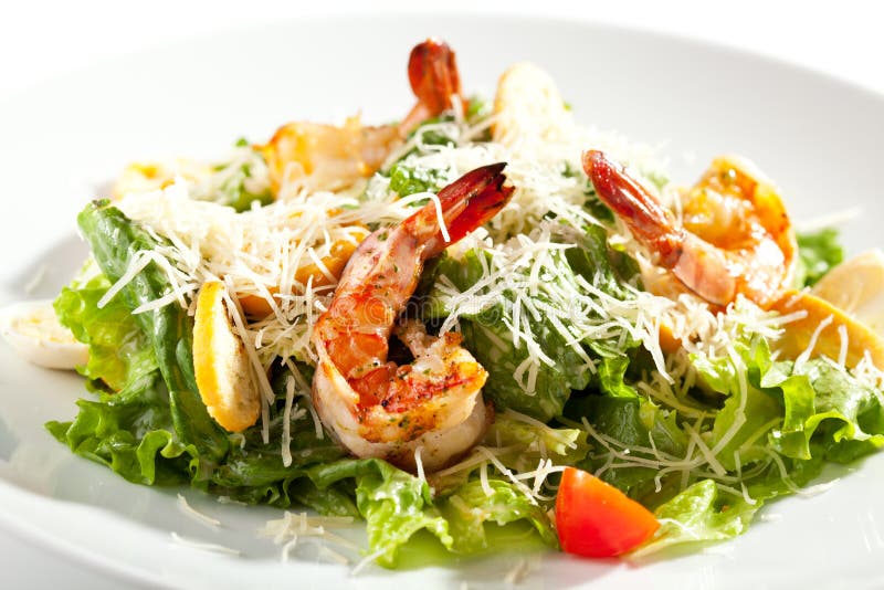 Caesar Salad with Shrimp royalty free stock photos