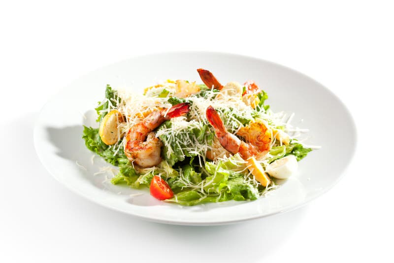 Caesar Salad with Shrimp stock photos