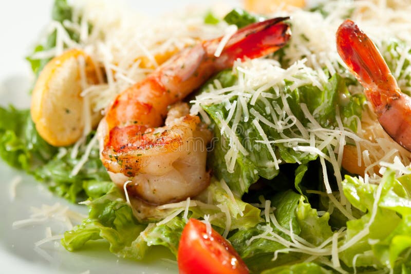 Caesar Salad with Shrimp royalty free stock photo