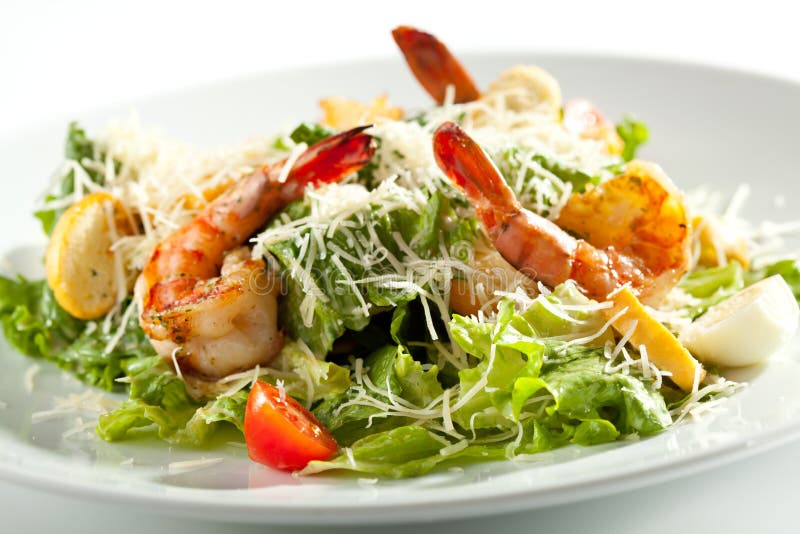 Caesar Salad with Shrimp stock photos
