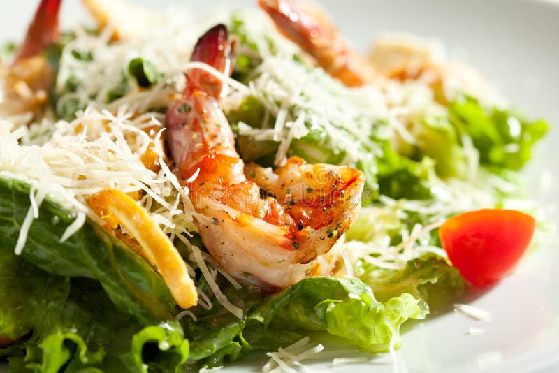 Caesar Salad with Shrimp stock photo