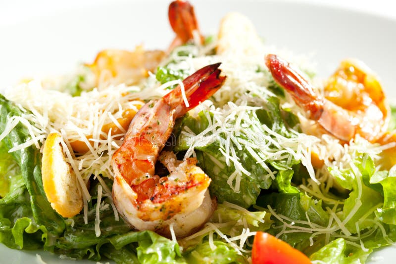 Caesar Salad with Shrimp stock photography