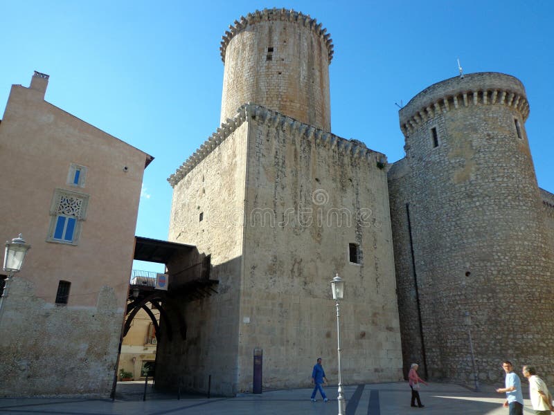 Fondi, Italy - 10 june 2013: Baronial Caetani Castle built in 1319. Fondi`s urban core is located in the south pontino halfway between Rome and Naples. Fondi, Italy - 10 june 2013: Baronial Caetani Castle built in 1319. Fondi`s urban core is located in the south pontino halfway between Rome and Naples.