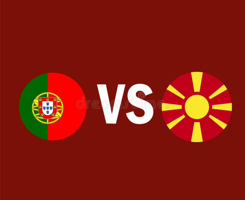 Portugal and Macedonia Flags Emblem European Football Vector Design