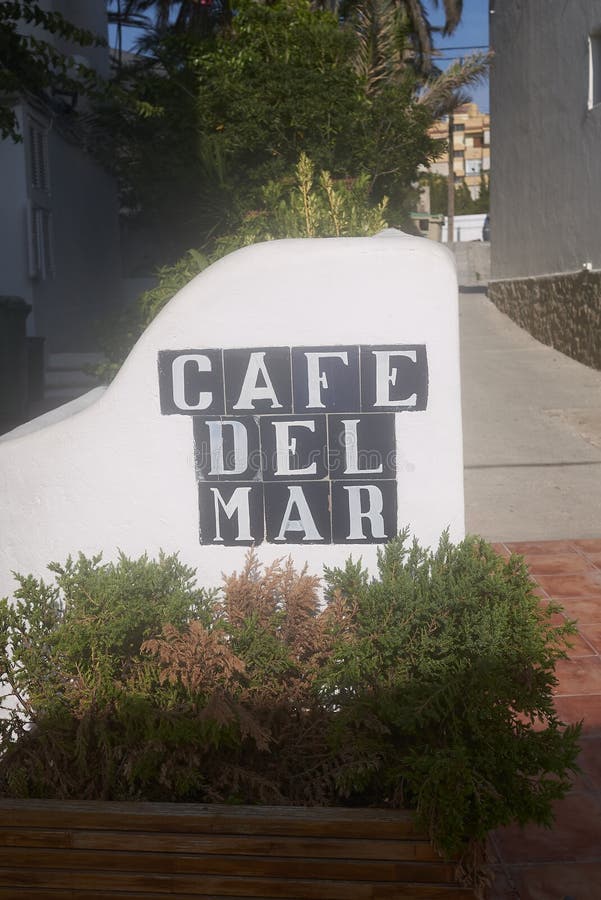 Ibiza, Spain - September 01, 2019  : View of Cafe del Mar in Sant Antoni de Portmany