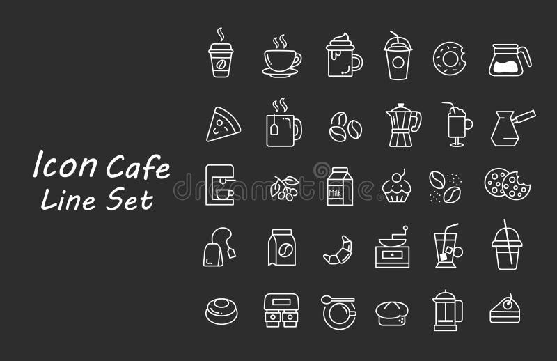 Cafe Icon Drink Set Line Design Stock Vector Illustration of espresso