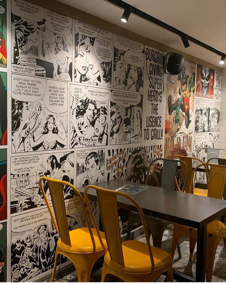 Cafe Interior Design , Comic Wall Design Editorial Photo - Image of industrialstyle, comic: 178368721 Cafe Interior Design , Comic Wall Design Editorial Photo - Image of industrialstyle, comic: 178368721
