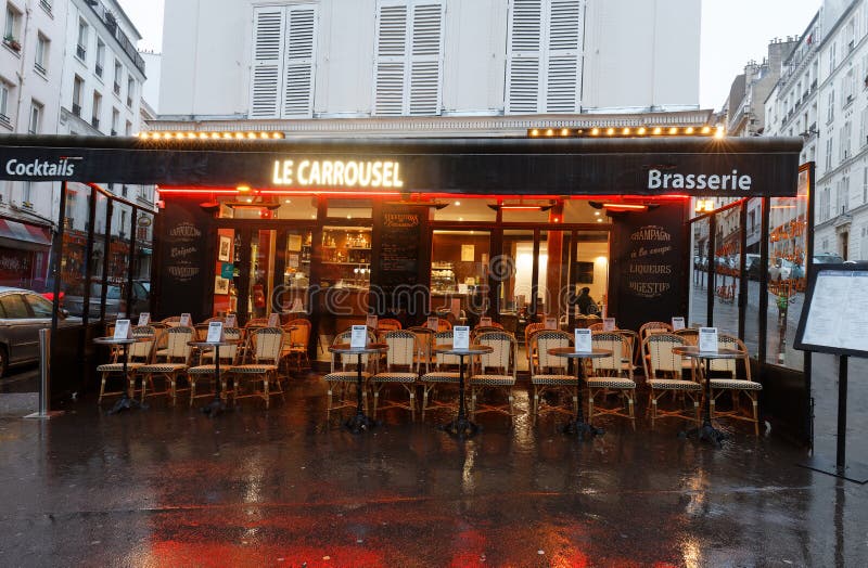 Cafe Le Carrousel at Rainy Morning . it is a Traditional French Cafe in ...