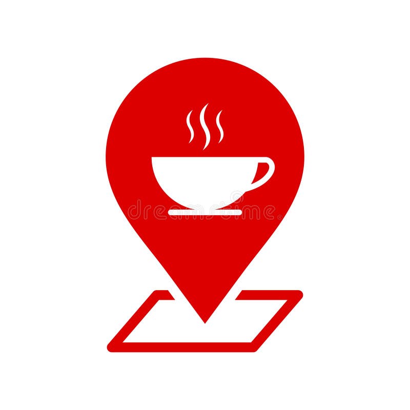 Cafe location icon vector, red navigation of cafe location icon stock illustration
