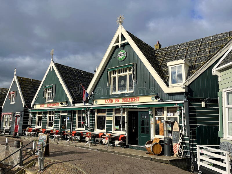 Marken,the Netherlands - March 3,2023: Typical dutch fisherman's cafe in the Dutch town of Marken.