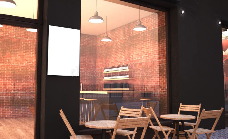 Download Cafe Facade Mockup Showing Displays And Awning Stock ...