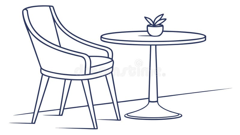 Cafe Table with Apple Vector Sketch, Cozy Dining Scene, vector design Generative AI royalty free illustration
