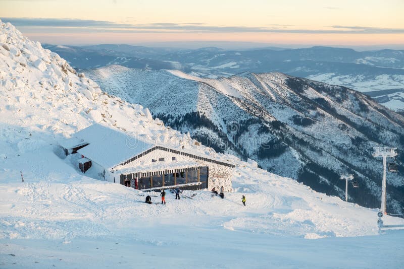 Cafe on the top of ski resort mountains