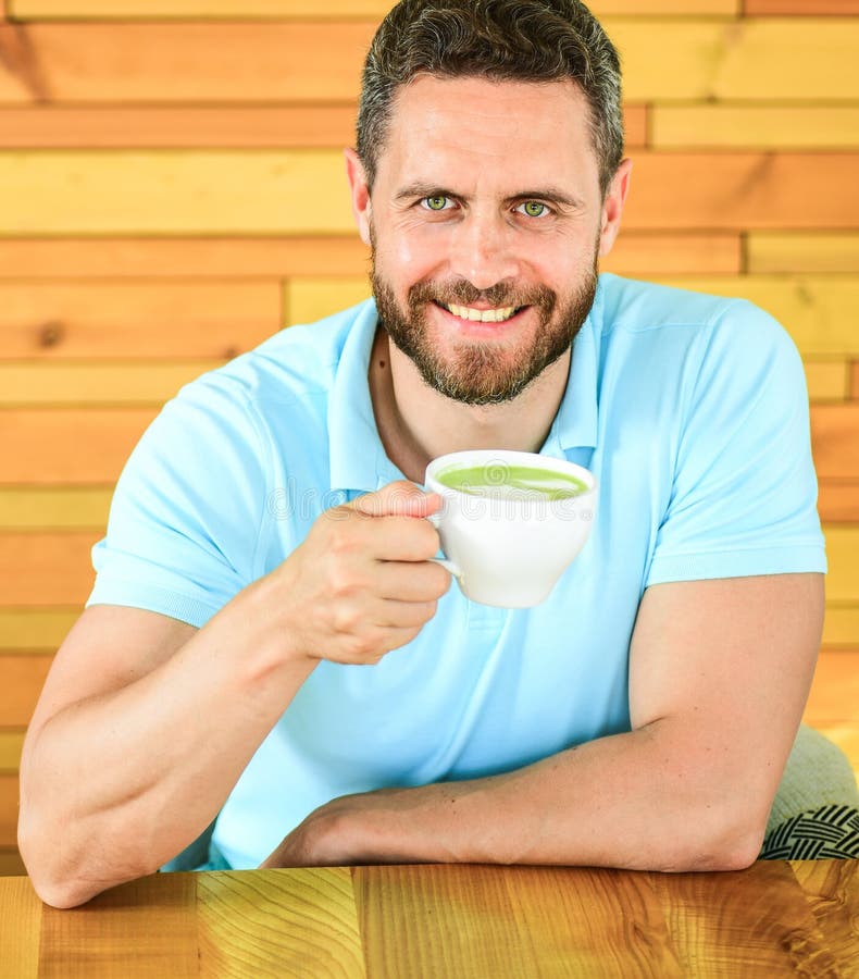 Cafe visitor happy face enjoy coffee caffeine drink. Caffeine can get creative juices flowing when you stuck in rut and stock photos Cafe visitor happy face enjoy coffee caffeine drink. Caffeine can get creative juices flowing when you stuck in rut and stock photos