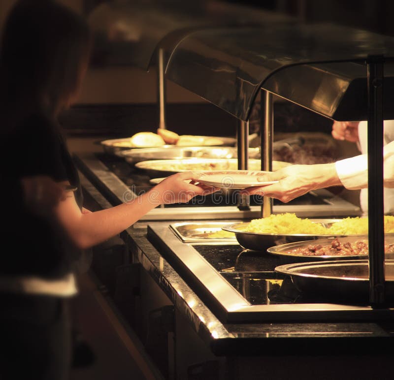 A cafeteria with fast food catering for customers