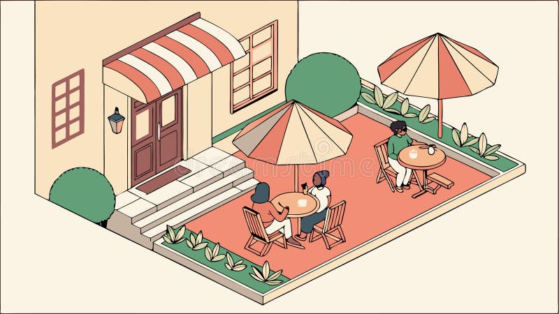 Caffè all'aperto caffetteria e caffè urbano scene di cultura Generative AI illustrazione di stock