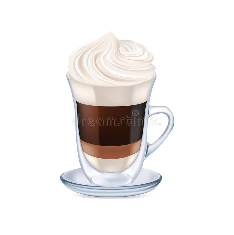 Caffè del latte con panna montata isolata illustrazione di stock