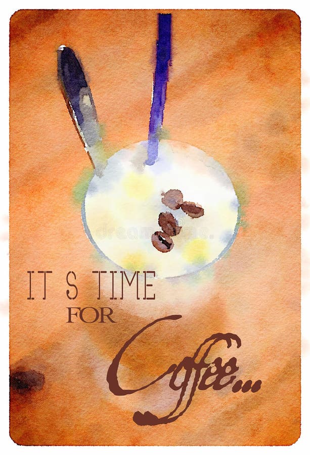 Caffè dell'acquerello con la citazione illustrazione vettoriale Caffè dell'acquerello con la citazione illustrazione vettoriale