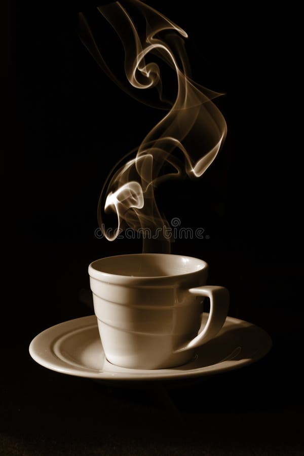 Caffè nero della tazza, vapore fotografie stock