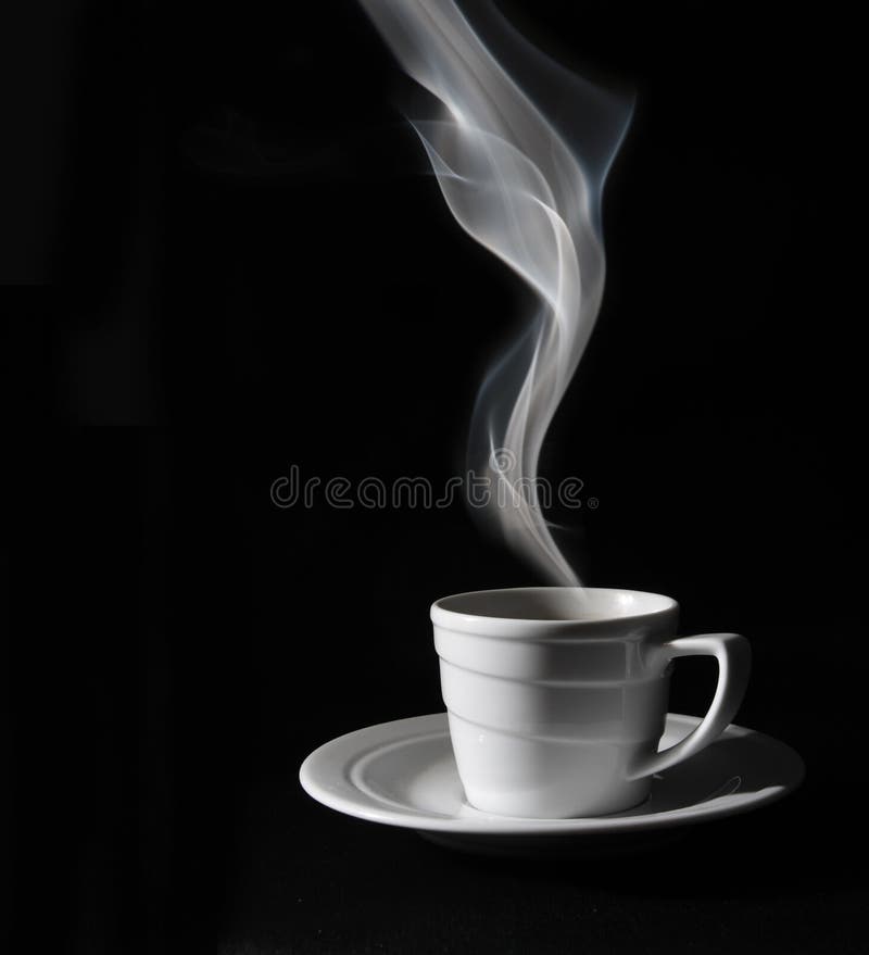 Caffè nero della tazza, vapore fotografia stock