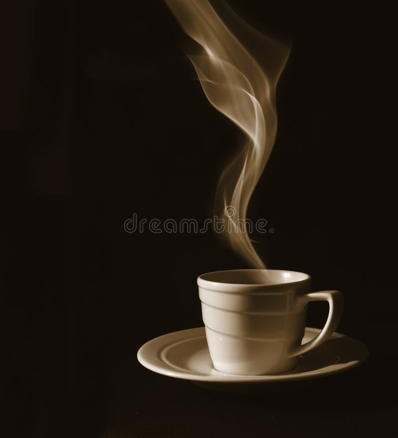 Caffè nero della tazza, vapore immagini stock