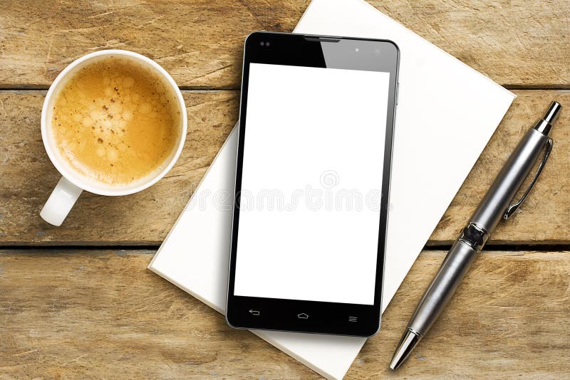 Caffè Pen Notepad dello schermo in bianco di Smartphone