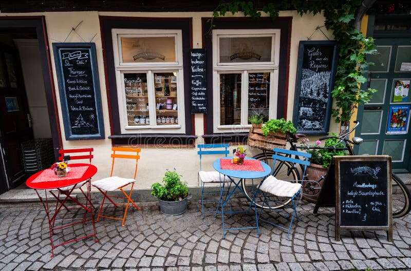 Café auf kramerbrucke Kaufmannsbrücke Erfurt Deutschland