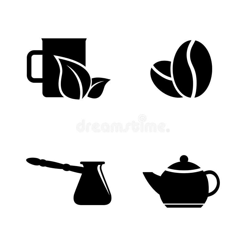 Café, bebida do chá Ícones relacionados simples do vetor ilustração do vetor