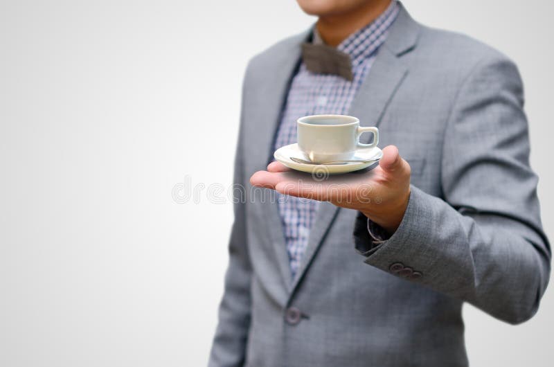 Café caliente de la bebida del hombre de negocios foto de archivo Café caliente de la bebida del hombre de negocios foto de archivo