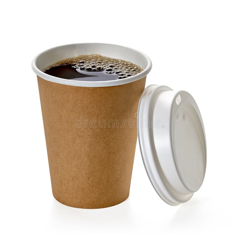 Café dans la tasse de papier jetable photos libres de droits Café dans la tasse de papier jetable photos libres de droits