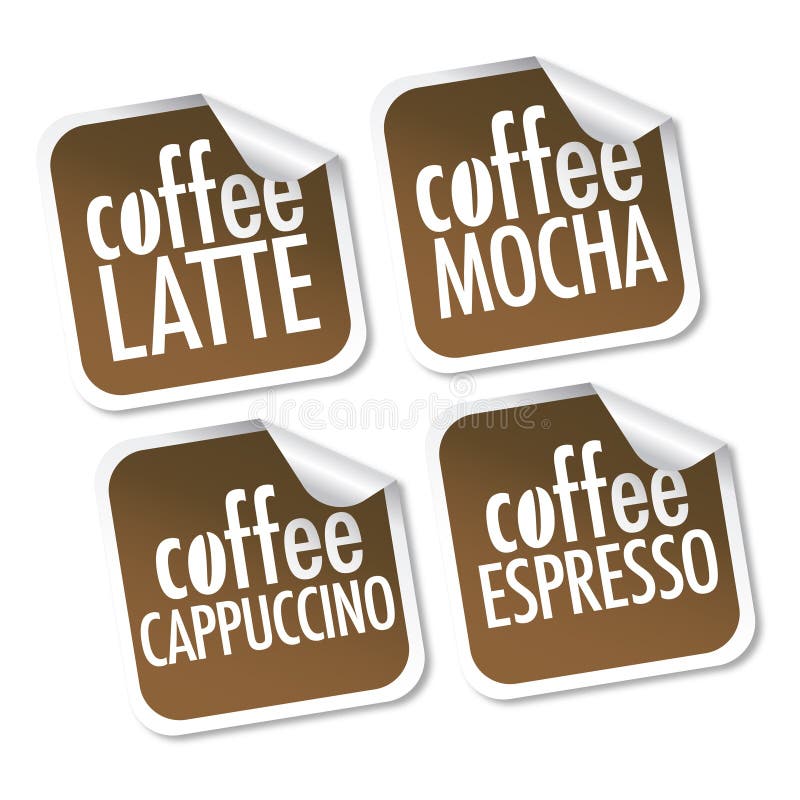 Café Latte, Mocha, Cappuccino e Espresso ilustração do vetor