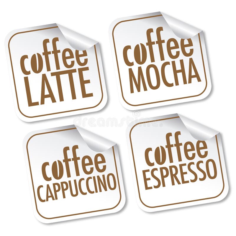 Café Latte, Mocha, Cappuccino e Espresso ilustração stock