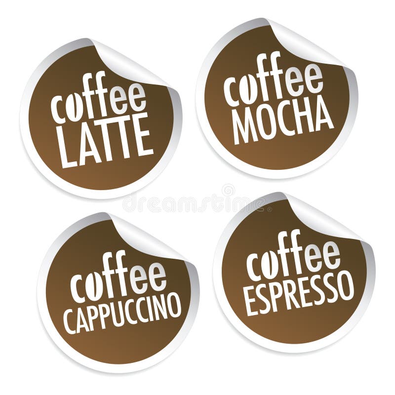 Café Latte, Mocha, Cappuccino e Espresso ilustração do vetor