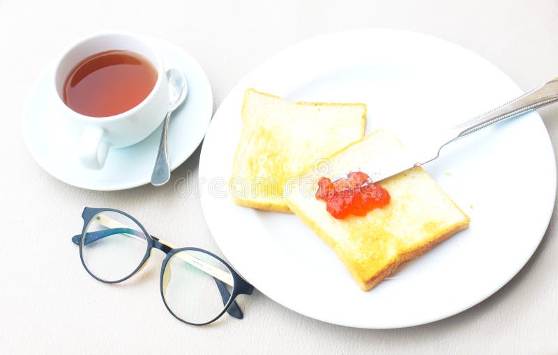 Café de repas heureux bonjour et igname figés de pain photo stock Café de repas heureux bonjour et igname figés de pain photo stock