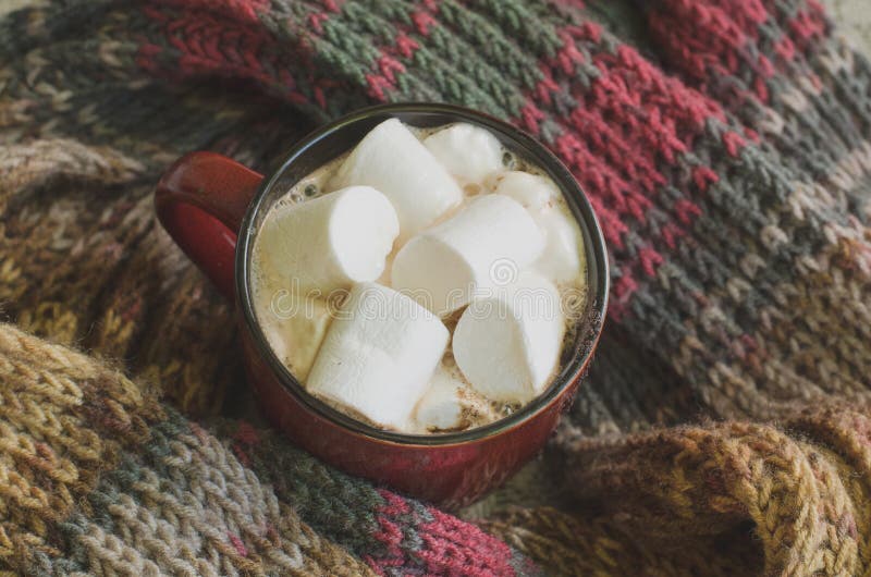 Café de Natal com marshmallow fotografia de stock royalty free